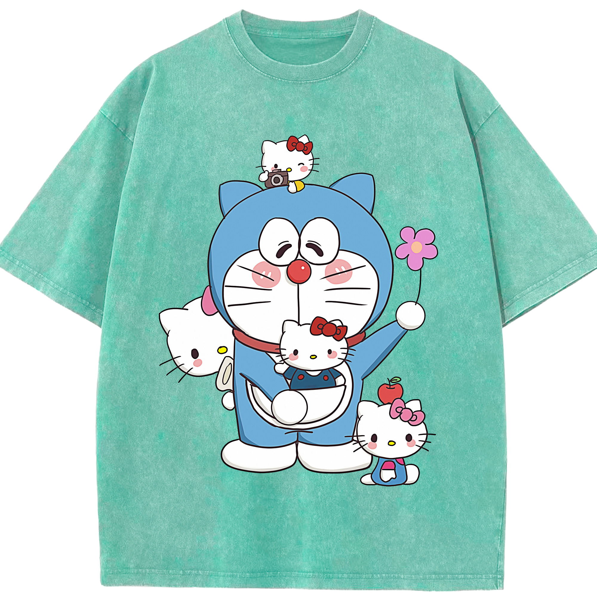 （画像用） ドラえもん Doraemon 綿100% ヴィンテージ風 半袖Tシャツ（フロントプリント）